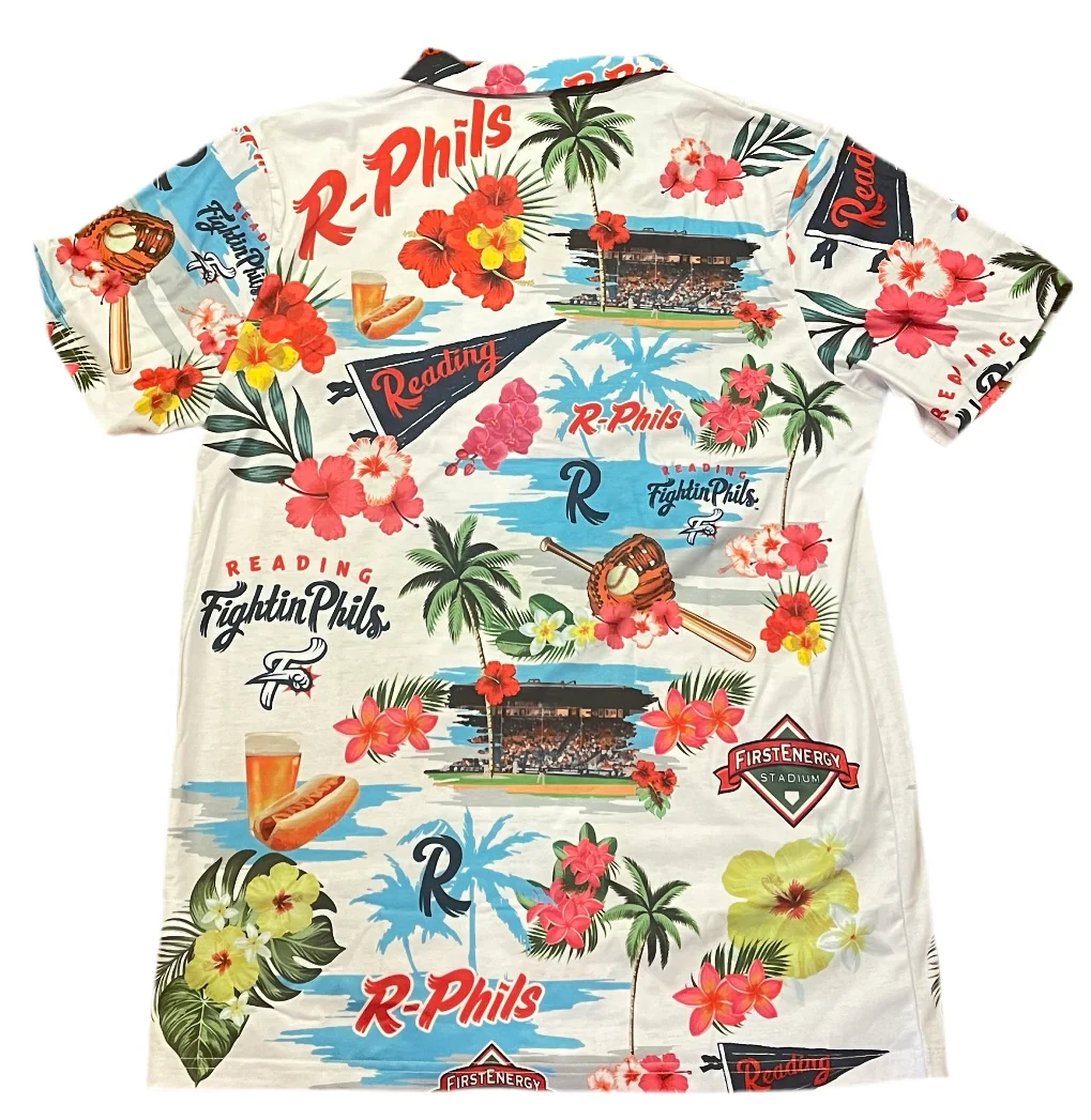 Reading Fightin Phils Adult Hawaiian Button Up - Image 2