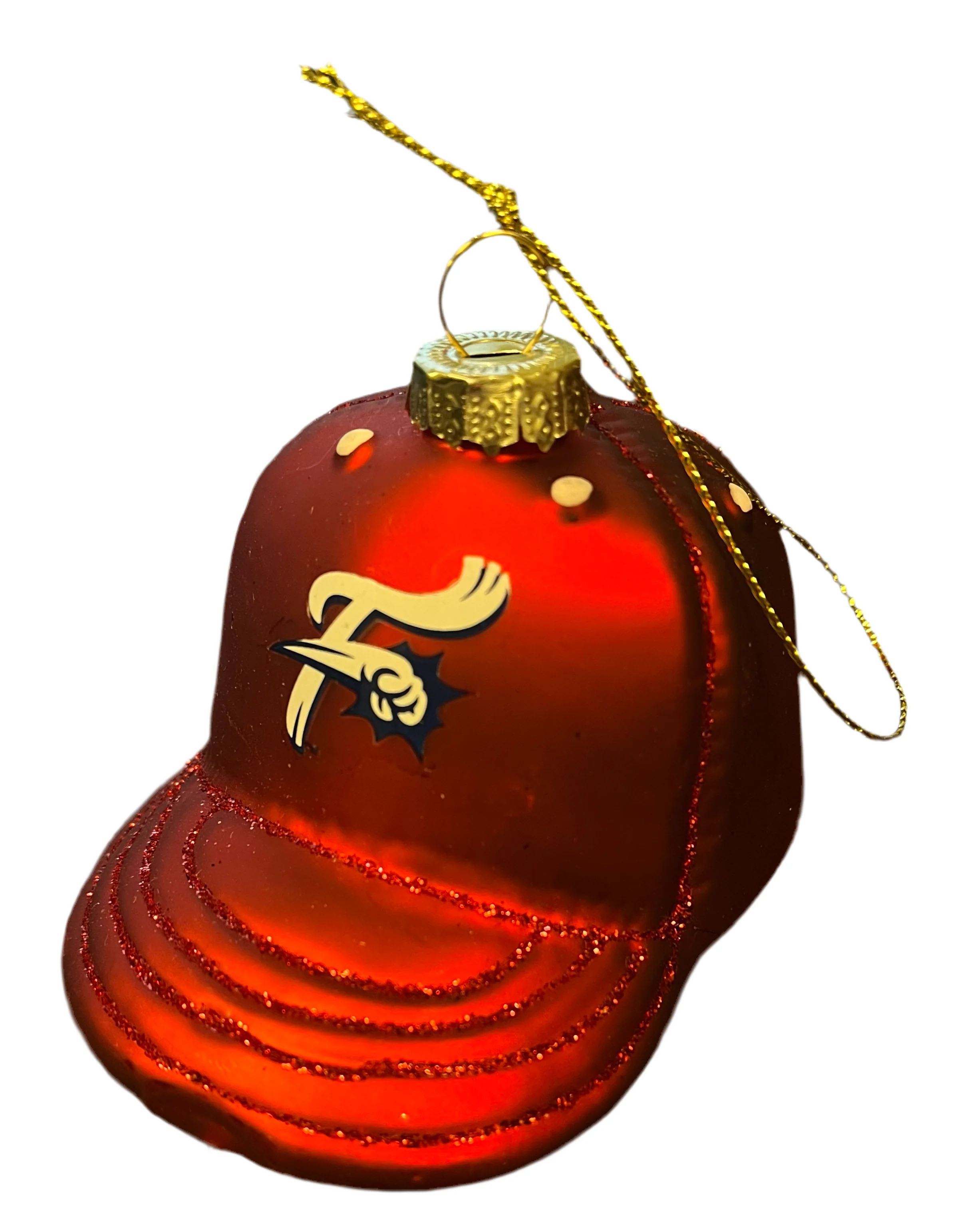 Red F-Fist Baseball Cap Glass Ornament - Image 2